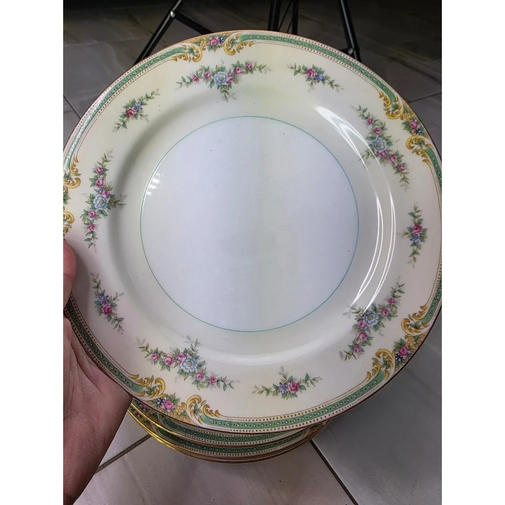 Noritake China Plaza Dinner Plates Set‎ of 5 Vintage Floral Gold Trim Japan 10